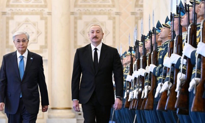 Astanada İlham Əliyevin rəsmi qarşılanma mərasimi keçirildi