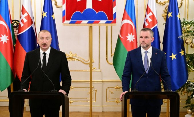 Azərbaycan və Slovakiya prezidentləri mətbuata bəyanatlarla çıxış etdi
