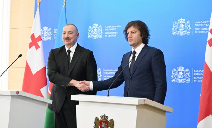 İlham Əliyev və İrakli Kobaxidze mətbuata bəyanatlarla çıxış etdi